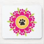 Paw Prints Flower Mouse Pad