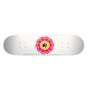 Paw Prints Flower Skateboard Deck