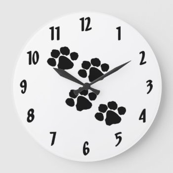 Paw Prints For Animal Lovers Large Clock by bonfireanimals at Zazzle