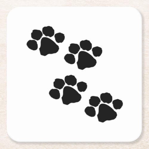 Paw Prints For Animal Lovers Square Paper Coaster