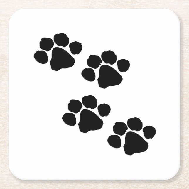 Paw Prints For Animal Lovers Square Paper Coaster (Front)