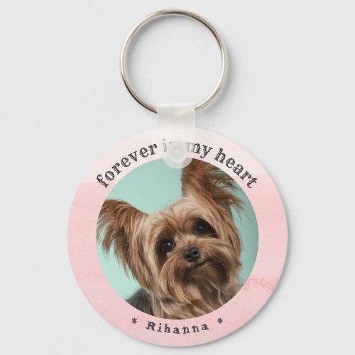 Paw Prints forever in my heart Pet Photo Key Ring