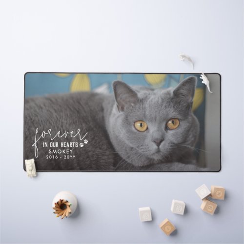 Paw Prints Forever In Our Hearts Cat Photo Desk Mat