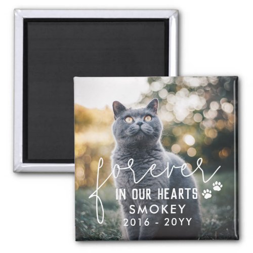 Paw Prints Forever In Our Hearts Cat Photo Magnet