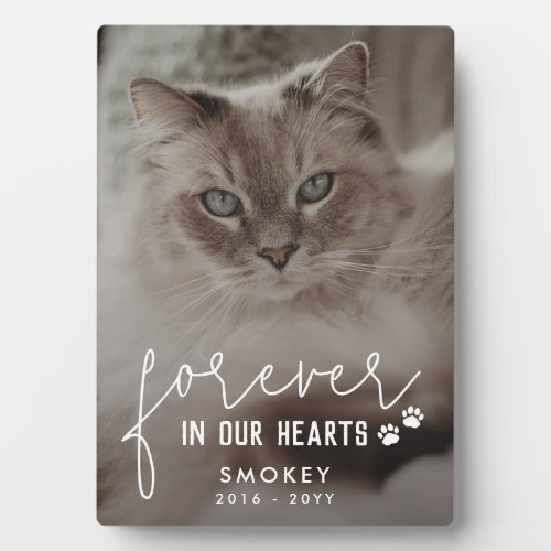Paw Prints Forever In Our Hearts Cat Photo Plaque