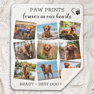 Paw Prints Forever In Our Hearts Dog Pet Memorial  Sherpa Blanket