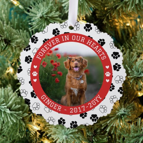 Paw Prints Forever In Our Hearts Pet Memorial Ornament Card