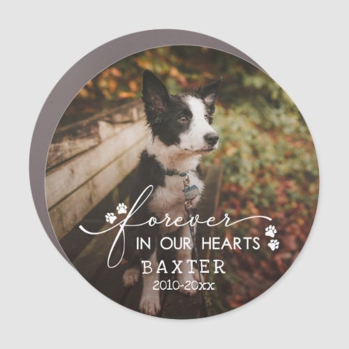 Paw Prints Forever In Our Hearts Pet Photo Car Magnet