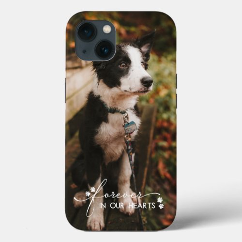 Paw Prints Forever In Our Hearts Pet Photo iPhone 13 Case
