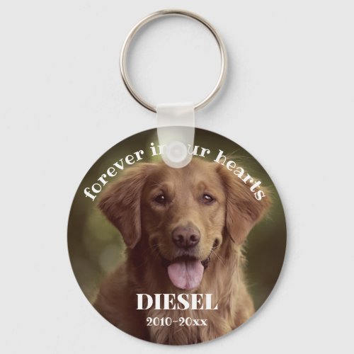 Paw Prints Forever In Our Hearts Pet Photo Keychain