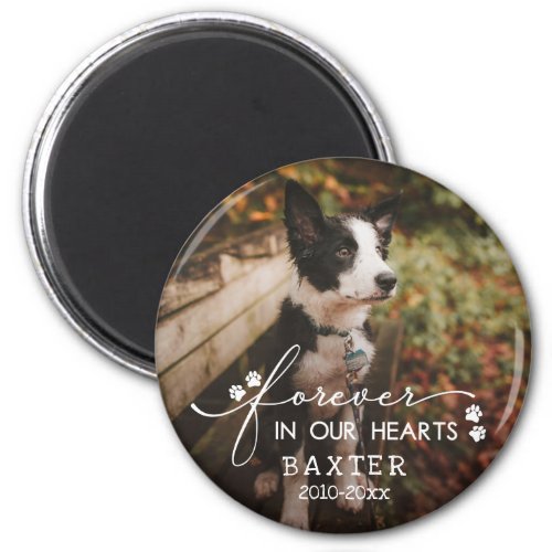 Paw Prints Forever In Our Hearts Pet Photo Magnet