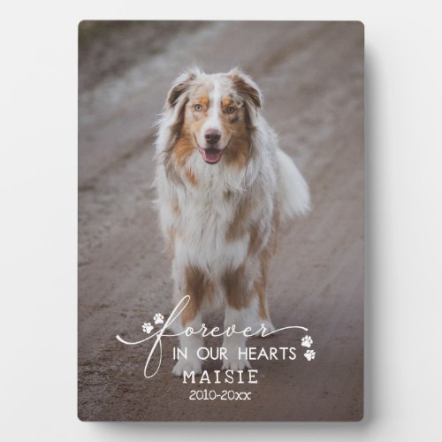 Paw Prints Forever In Our Hearts Pet Photo Plaque