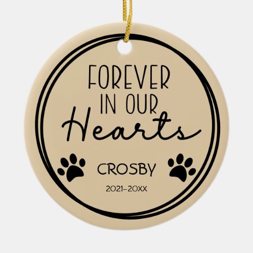 Paw Prints Forever in Our Hearts Photo   Ceramic O Ceramic Ornament