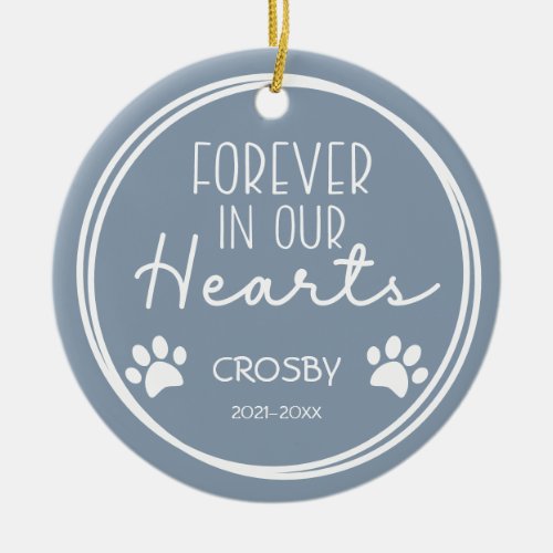 Paw Prints Forever in Our Hearts Photo   Ceramic Ornament