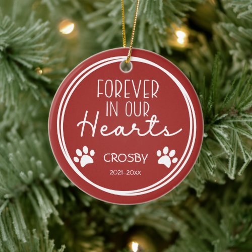 Paw Prints Forever in Our Hearts Photo  Ceramic Ornament