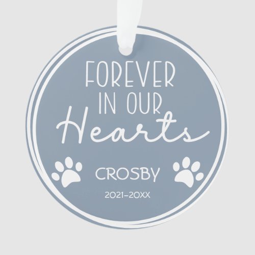 Paw Prints Forever in Our Hearts Photo  Ceramic  Ornament