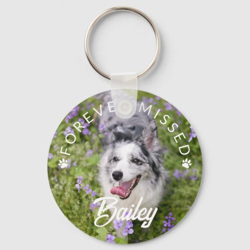 Paw Prints Forever Missed Pet Photo Keychain