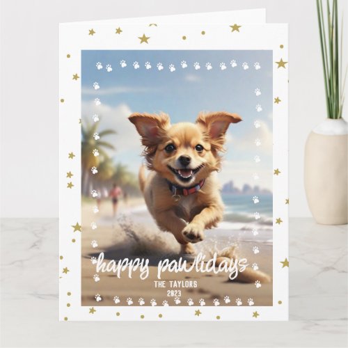 Paw Prints Frame Custom Pet Photo Card