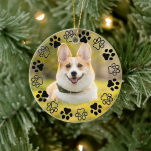 Paw Prints Frame Custom Pet Photo Ceram Ceramic Or Ceramic Ornament