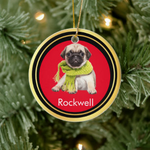 Paw Prints Frame Custom Pet Photo Ceramic Ornament