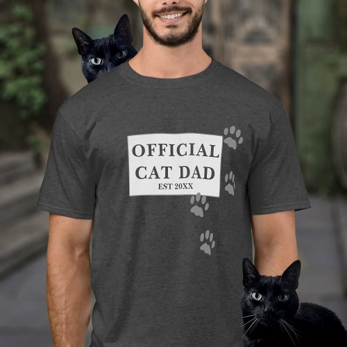 Paw Prints Funny Official Cat Dad Custom Year Mens T_Shirt