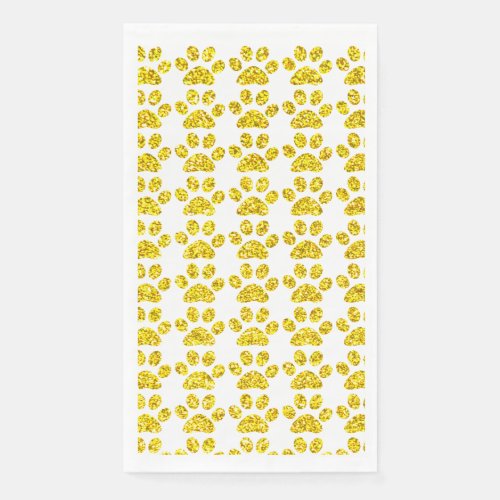 Paw Prints Gold Glitter White Sparkly Cute Holiday Paper Guest Towels