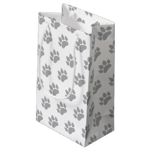 Paw Prints Gray Prints on White Backdrop Small Gift Bag