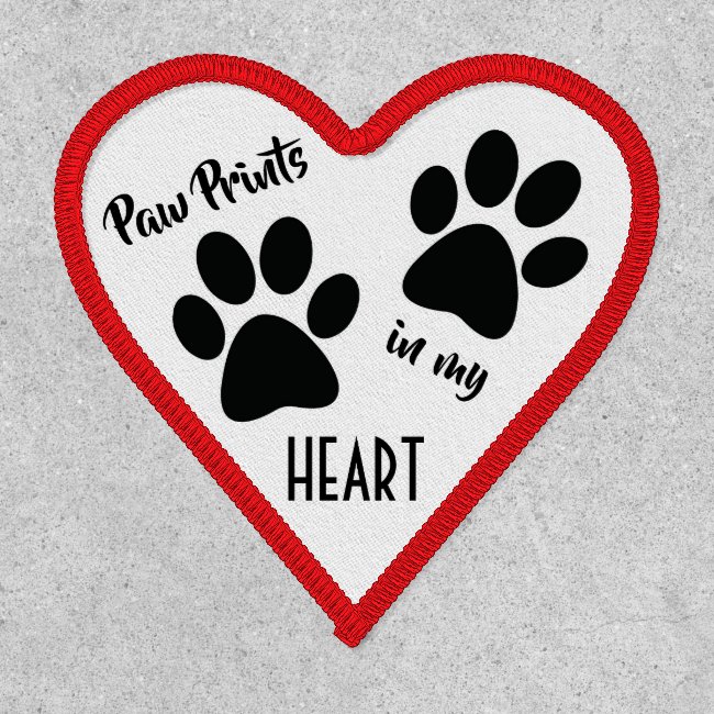 Paw Prints Heart Design Patch