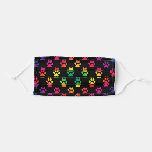 Paw prints in rainbow colors adult cloth face mask