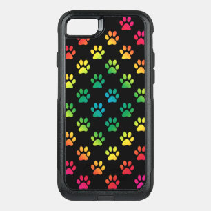 Paw prints in Rainbow Colors OtterBox Commuter iPhone SE/8/7 Case