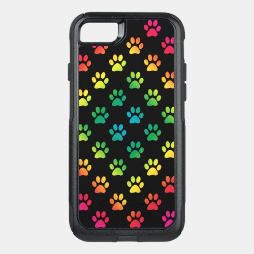 Paw prints in Rainbow Colors OtterBox Commuter iPhone SE87 Case