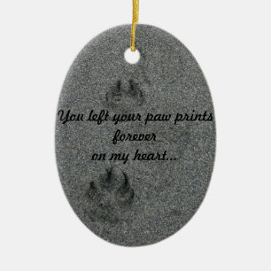 Paw Prints in the Sand Pet Memorial Ceramic Ornament