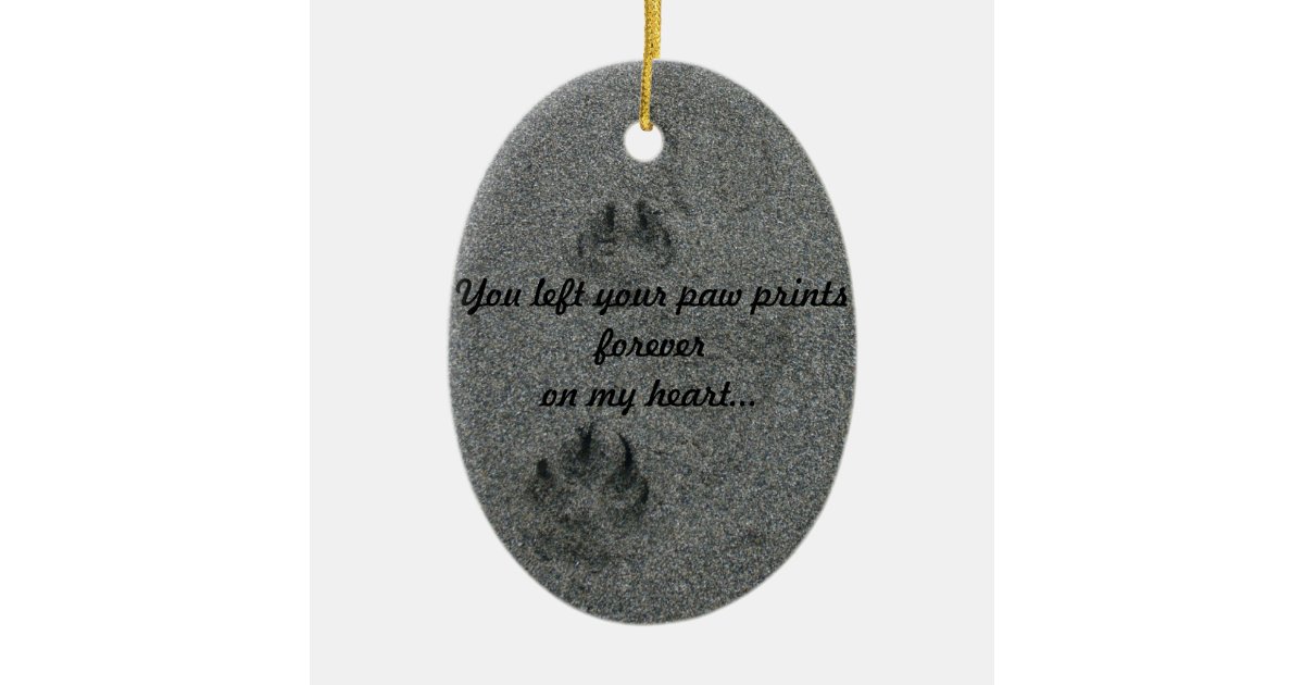 Paw Prints in the Sand Pet Memorial Ceramic Ornament | Zazzle