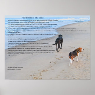 Paw Prints in The Sand Poster