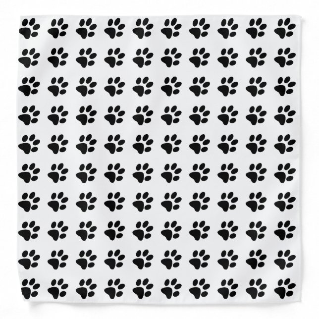 Paw Prints in White and Black Bandana (Front)