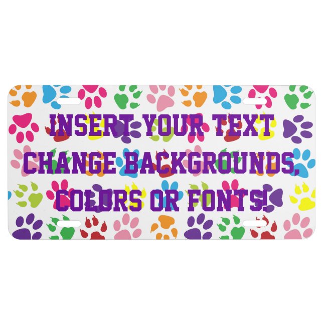 Paw Prints License Plate (Front)