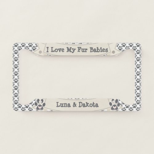 Paw Prints License Plate Frame