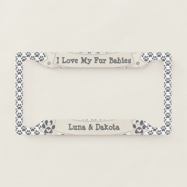 Paw Prints License Plate Frame (Front)