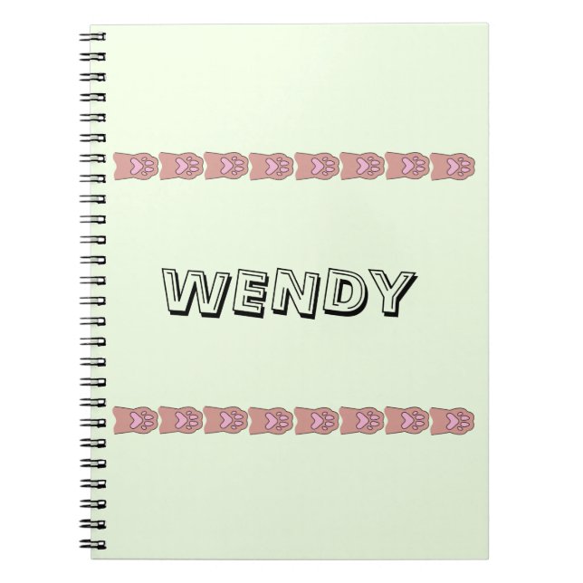 Paw prints light green Personalized name Notebook (Front)