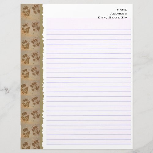 Paw Prints Lined Stationary Letterhead