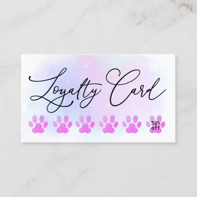 paw prints loyalty card pet grooming (Front)