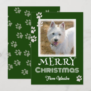 Paw Prints Merry Christmas Dog Photo Cards