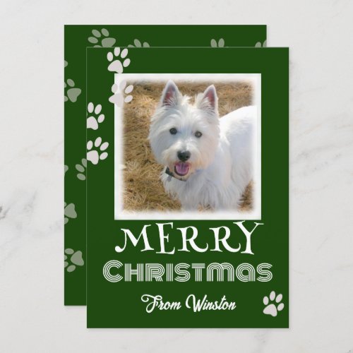 Paw Prints Merry Christmas Dog Photo Cards