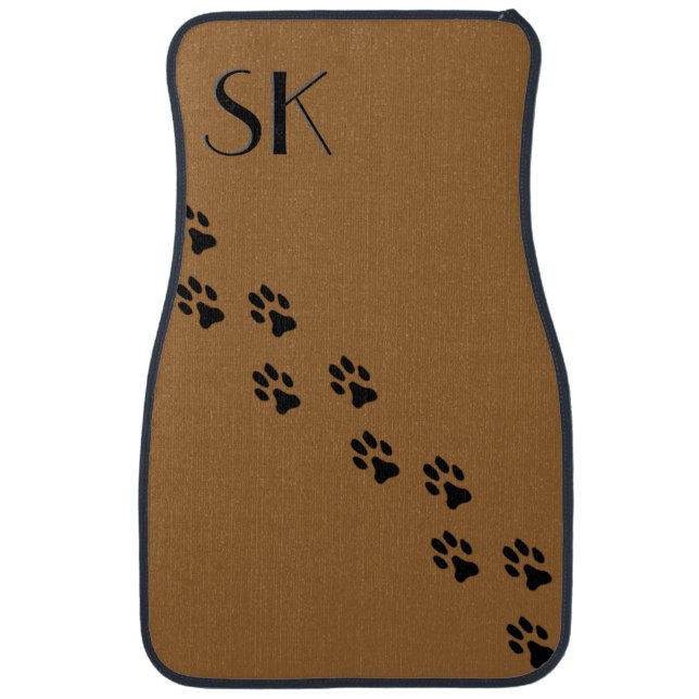 Paw Prints Monogram Brown Car Floor Mats (Front)