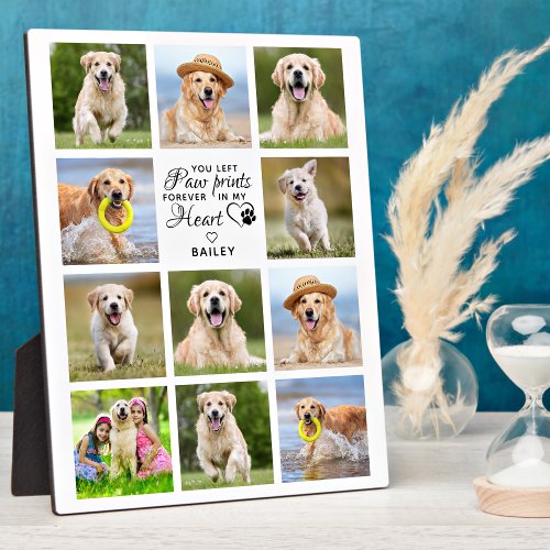 Paw Prints My Heart Pet Memorial 11 Photo Collage  Plaque