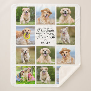 Paw Prints My Heart Pet Memorial 11 Photo Collage Sherpa Blanket