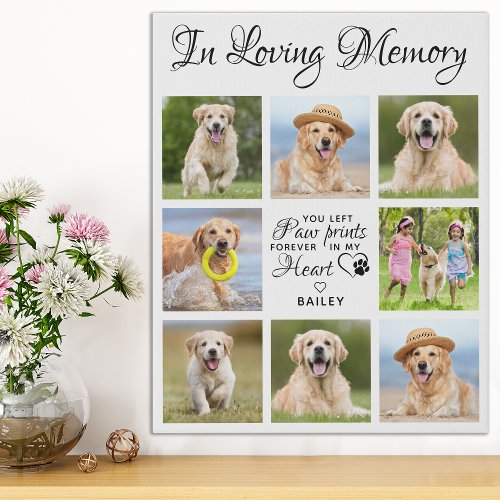 Paw Prints My Heart Pet Memorial 8 Photo Collage 