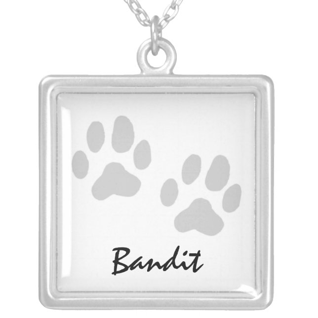 Paw Prints Necklace - Add Your Dog's Name (Front)