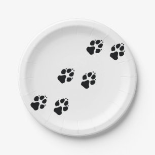 Paw prints of a dog paper plates