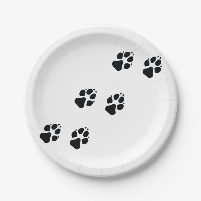 Paw prints of a dog paper plates (Front)